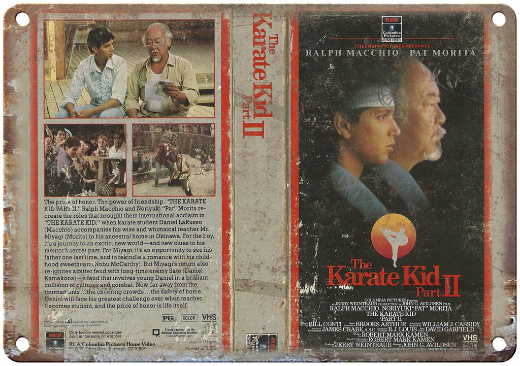 The Karate Kid Part II Ralph Macchio VHS Metal Sign