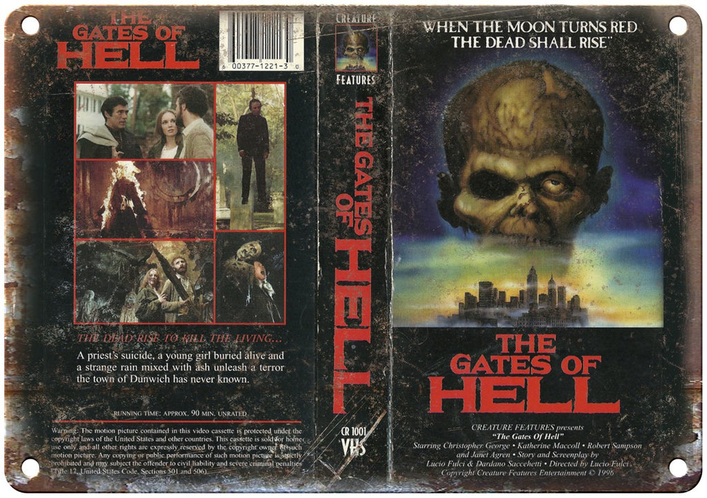 The Gates of Hell VHS Box Cover Art Metal Sign