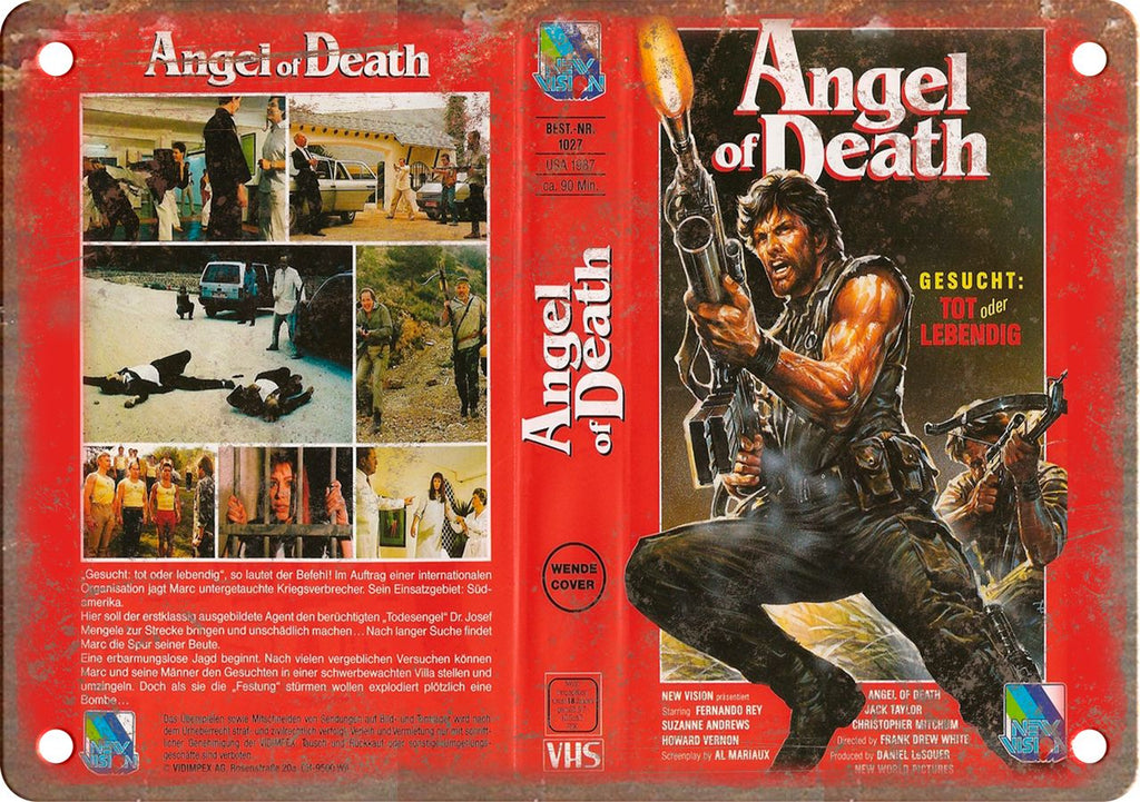 Angel of Death Vintage VHS Cover Art Metal Sign