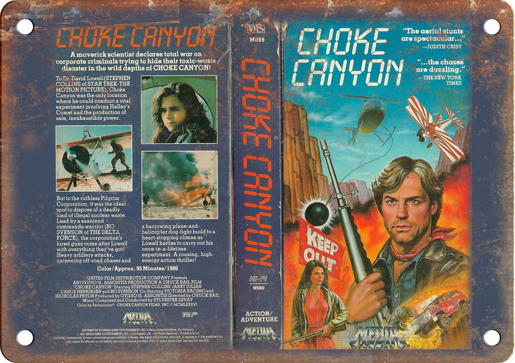 Choke Canyon Vintage VHS Cover Art Metal Sign