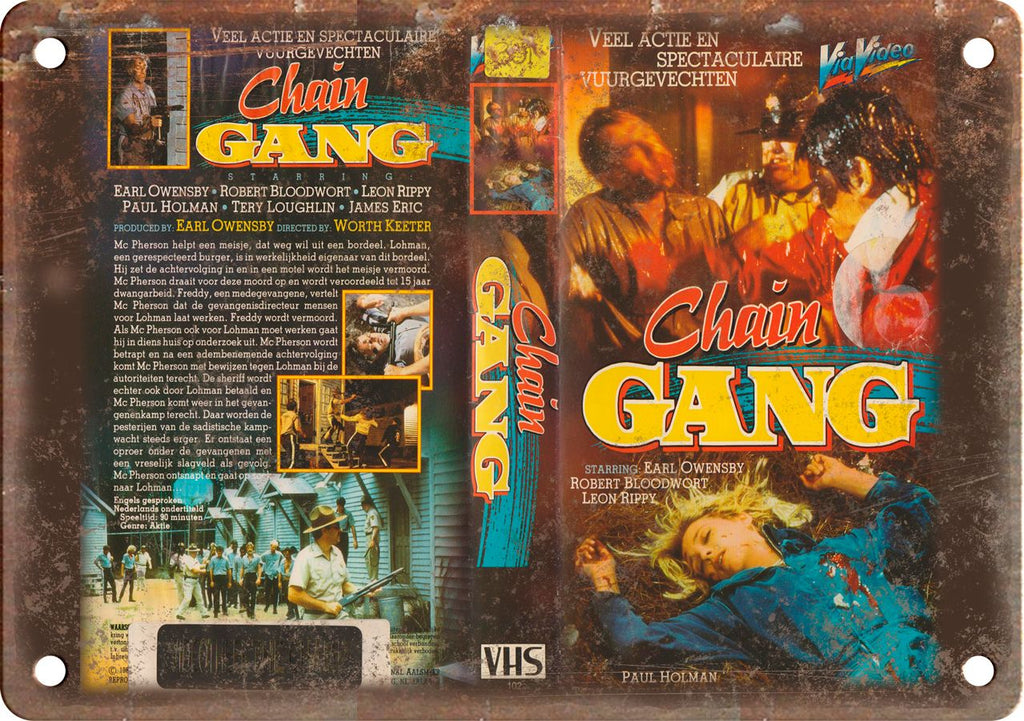 Chain Gang Vintage VHS Cover Art Metal Sign