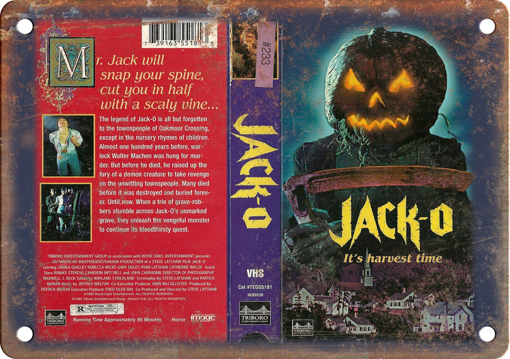 Jack-o Horror Vintage VHS Cover Art Metal Sign
