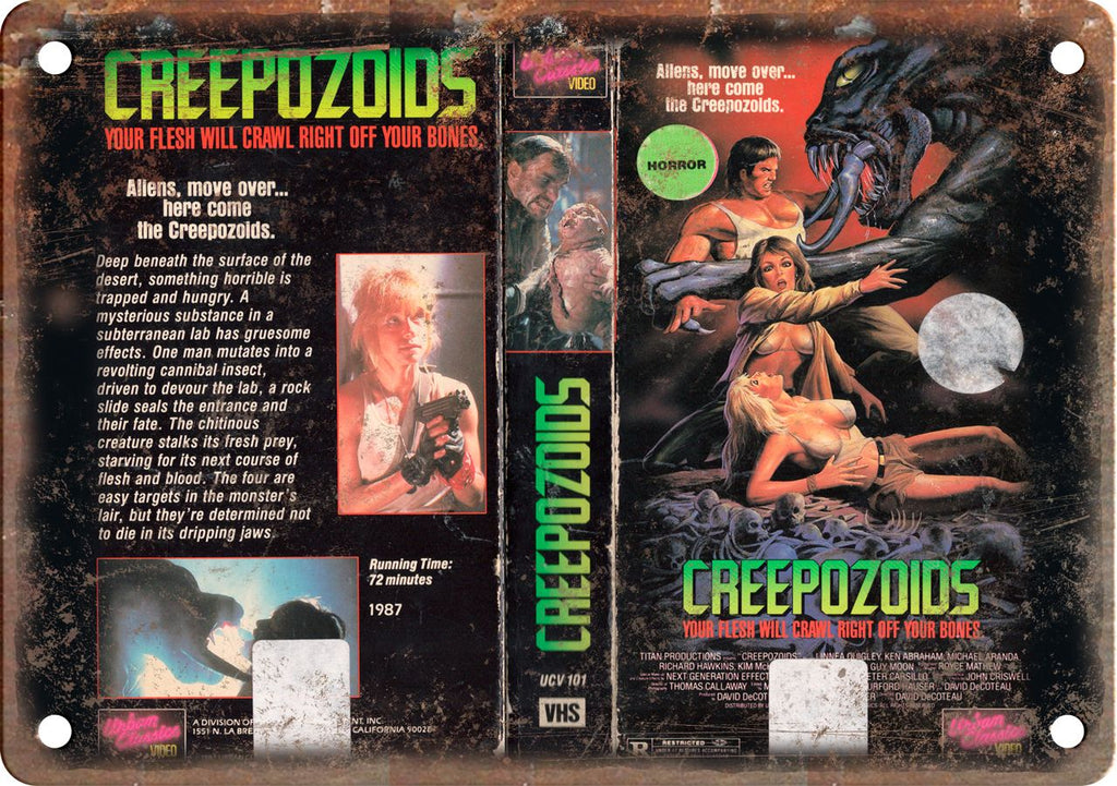 Creepozoids Vintage VHS Cover Art Metal Sign