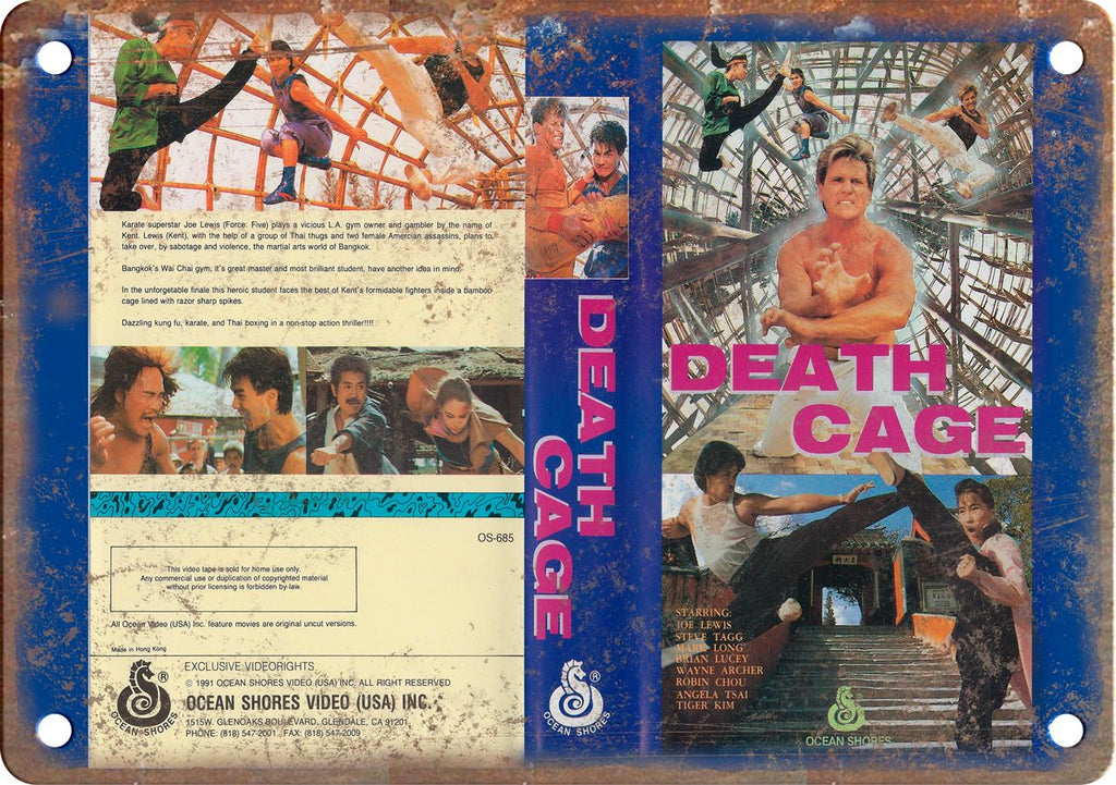 Death Cage Vintage VHS Cover Art Metal Sign