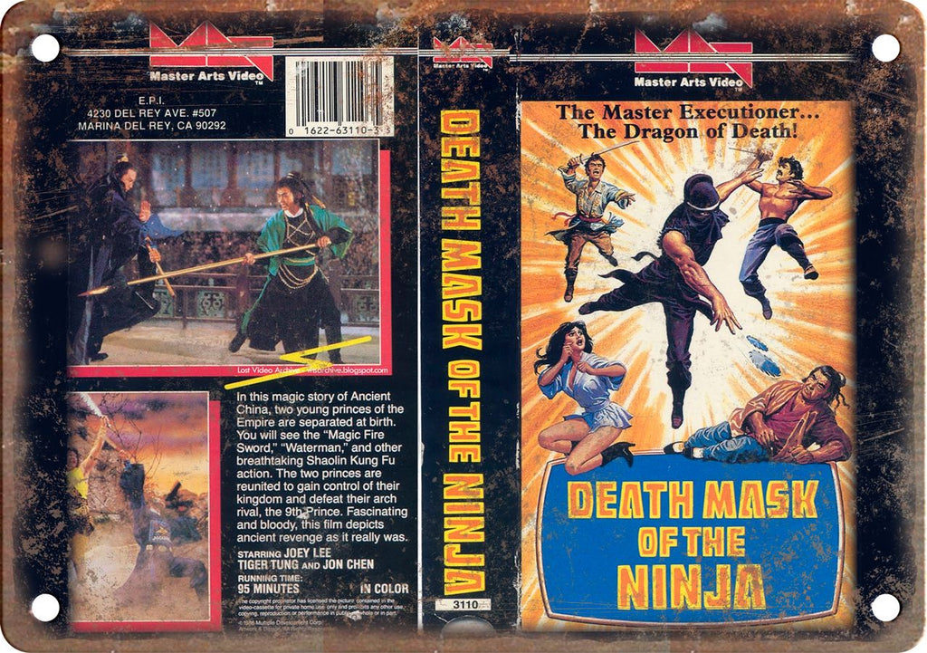 Death Mask of the Ninja Vintage VHS Cover Art Metal Sign