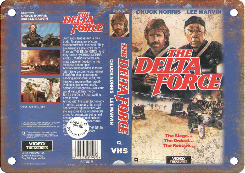 The Delta Force Vintage VHS Cover Art Metal Sign