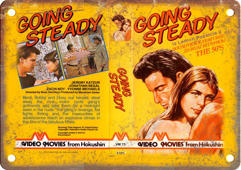 Going Steady Vintage VHS Cover Art Metal Sign