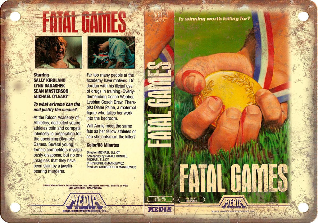 Fatal Games Vintage VHS Cover Art Metal Sign