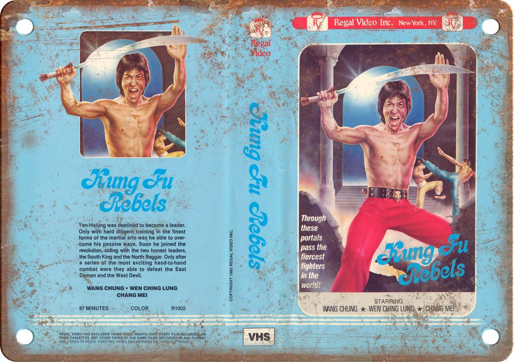 Kung Fu Rebels Vintage VHS Cover Art Metal Sign