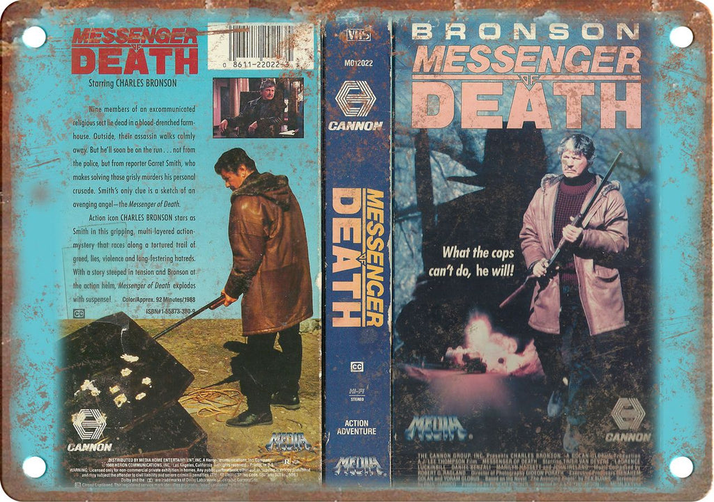 Messenger of Death Vintage VHS Cover Art Metal Sign