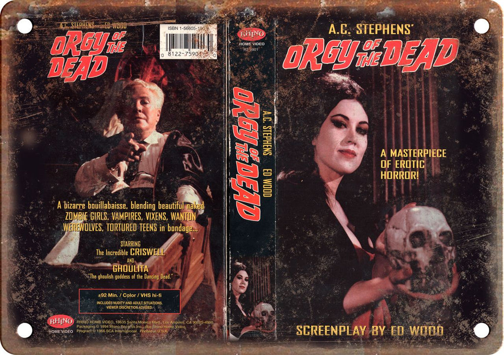 Orgy of the Dead Vintage VHS Cover Art Metal Sign