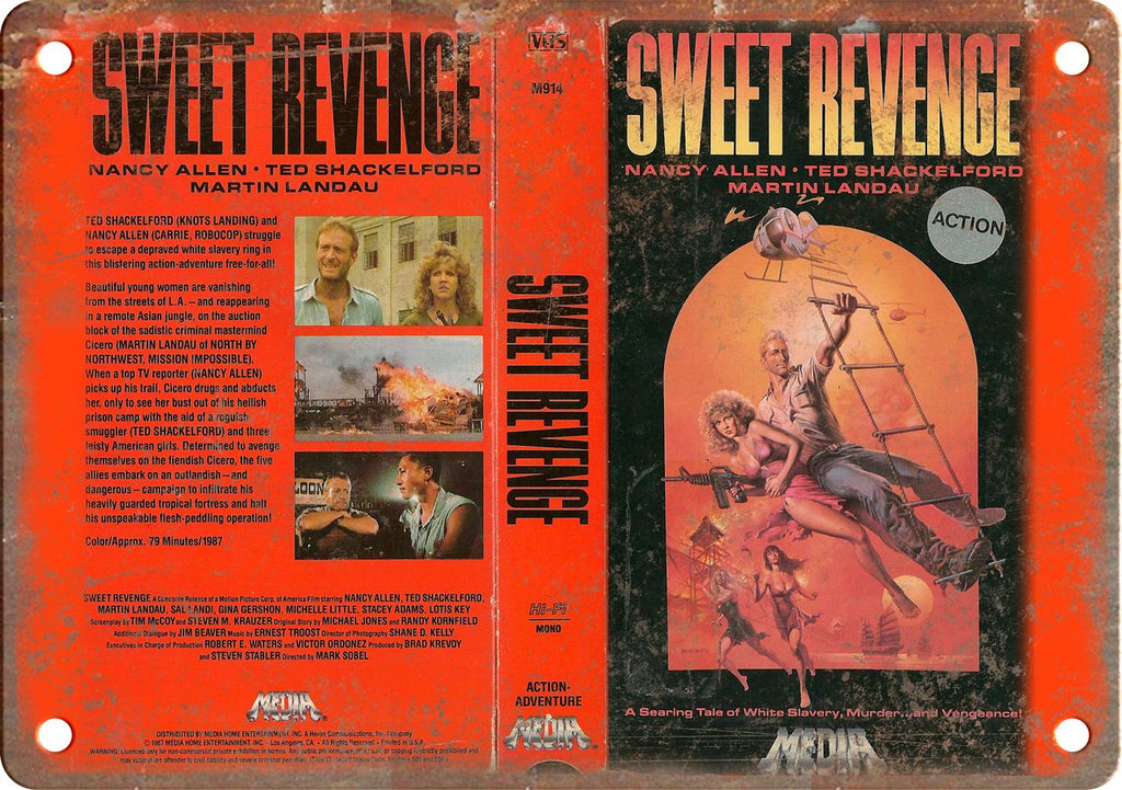 Sweet Revenge Vintage VHS Cover Art Metal Sign
