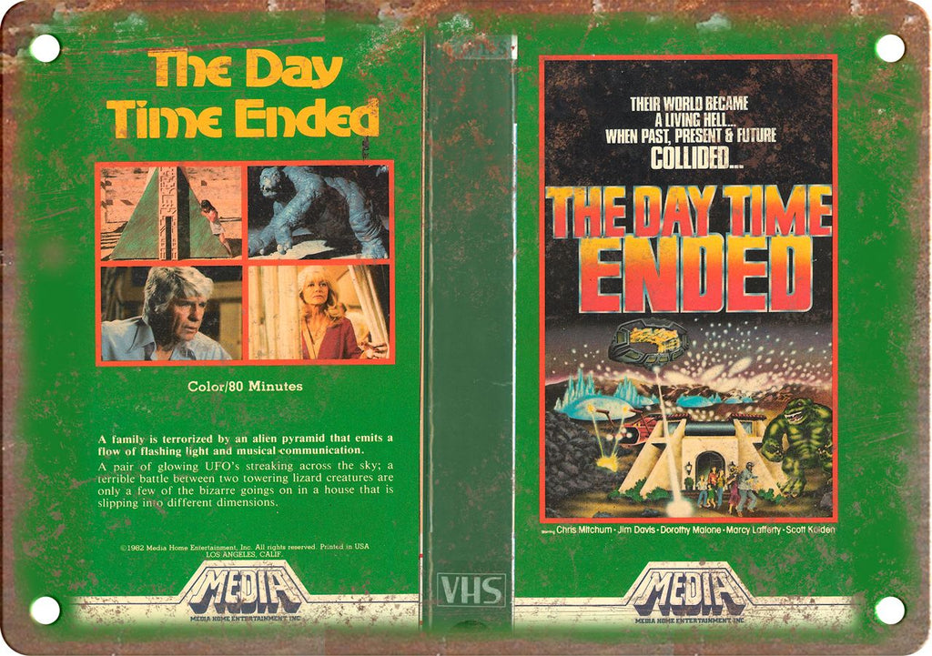 The Day Time Ended Vintage VHS Cover Art Metal Sign