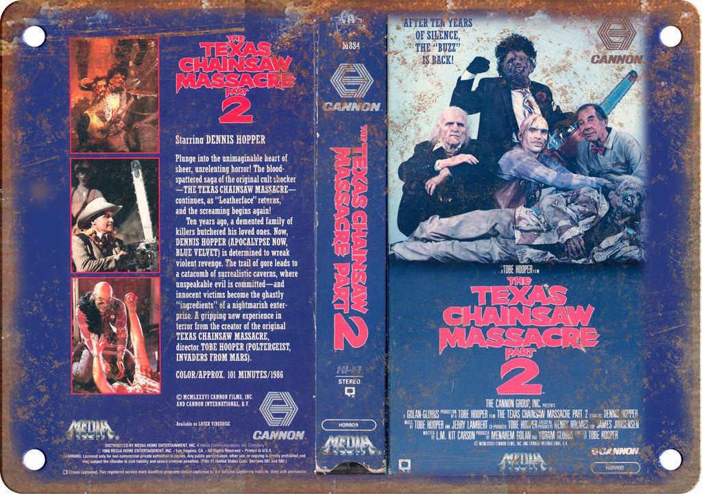 Texas Chainsaw Massacre 2 VHS Cover Art Metal Sign