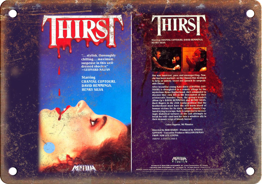 Thirst Vintage VHS Cover Art Metal Sign