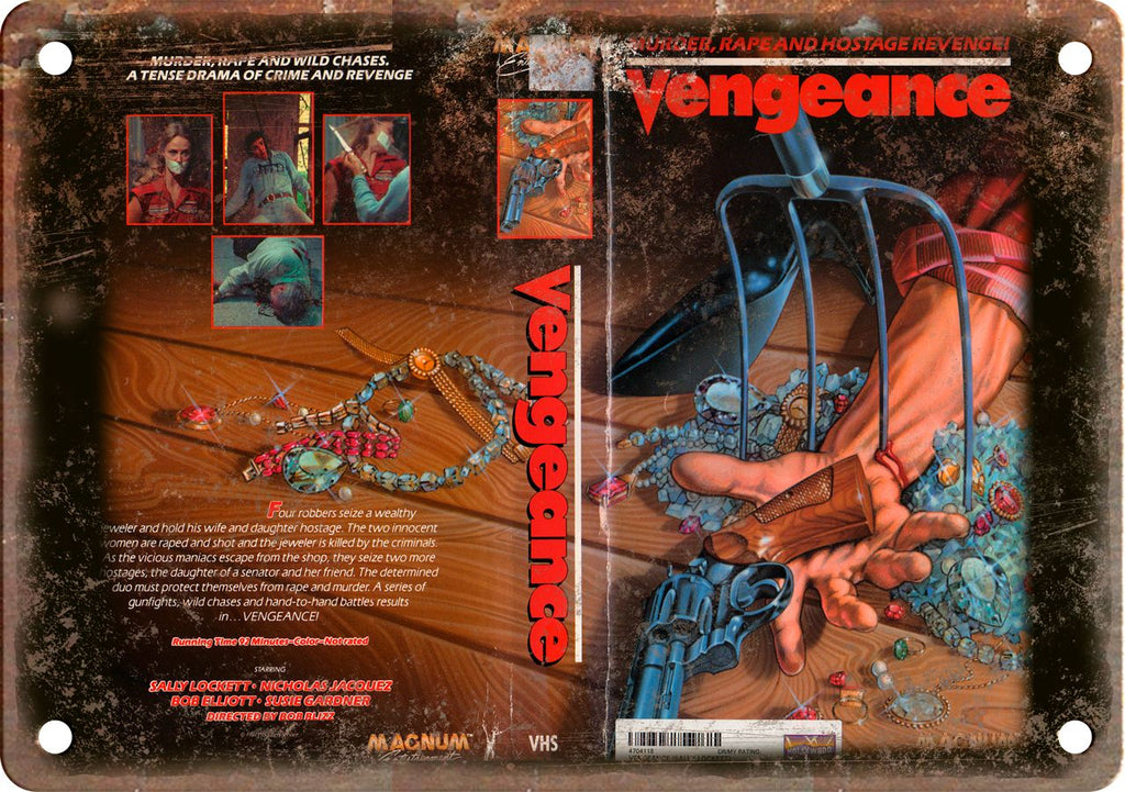Vengeance Vintage VHS Cover Art Metal Sign