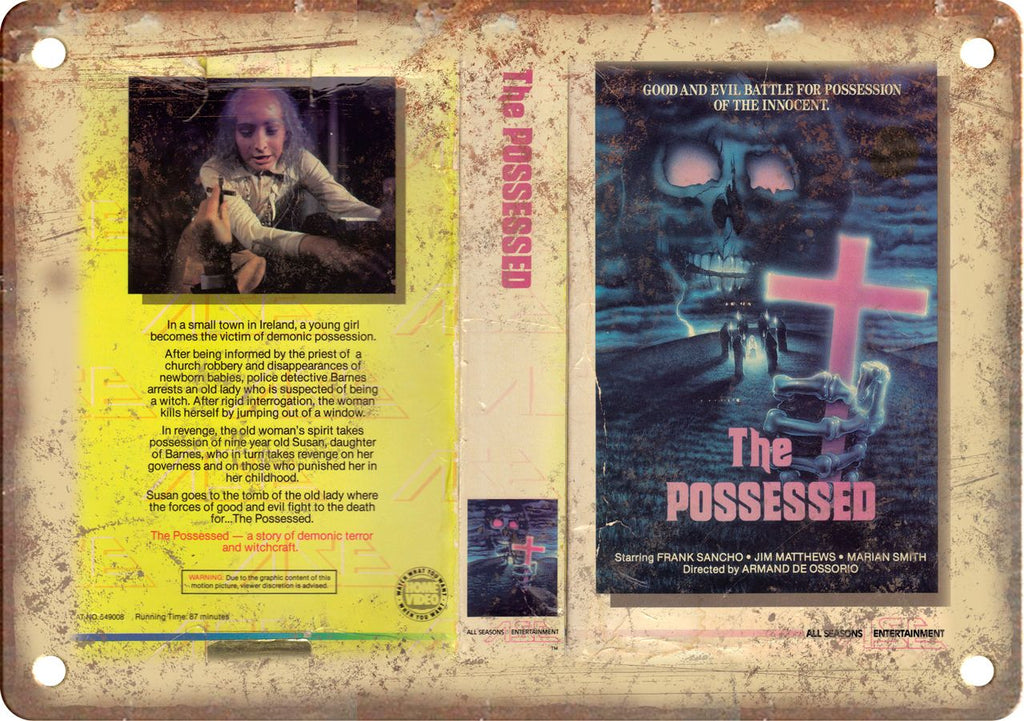 The Possessed Vintage VHS Cover Art Metal Sign