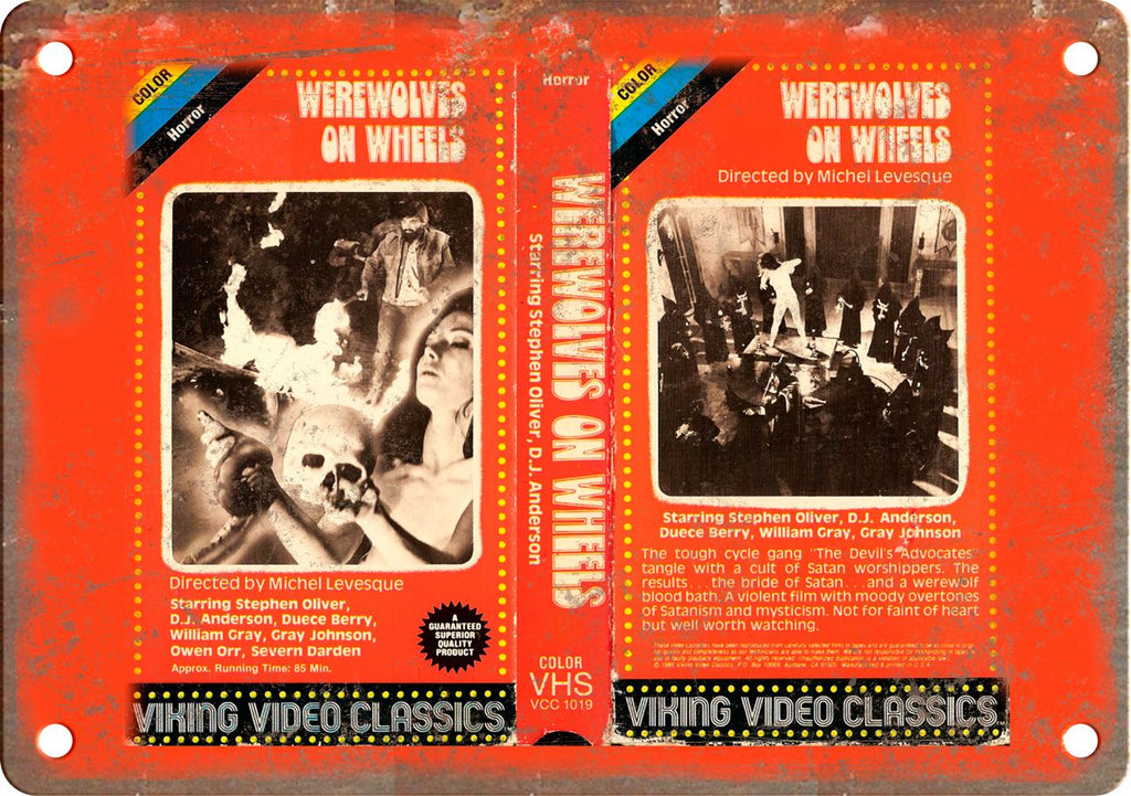 Werewolves of Wheels Vintage VHS Cover Art Metal Sign