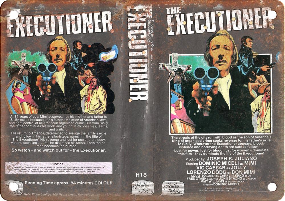 The Executioner Vintage VHS Cover Art Reproduction Metal Sign