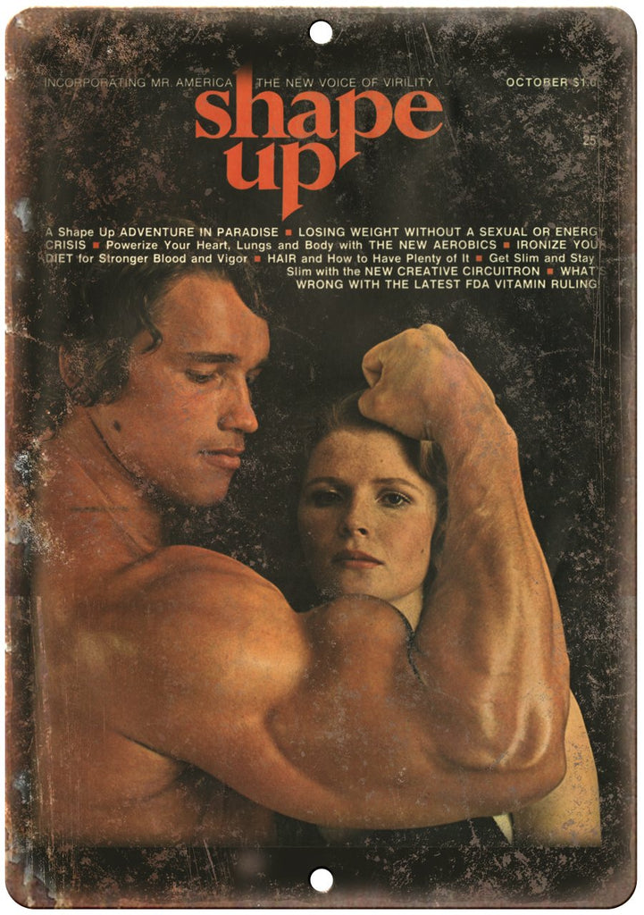 Arnold Schwarzenegger Shape Up Magazine Cover Metal Sign