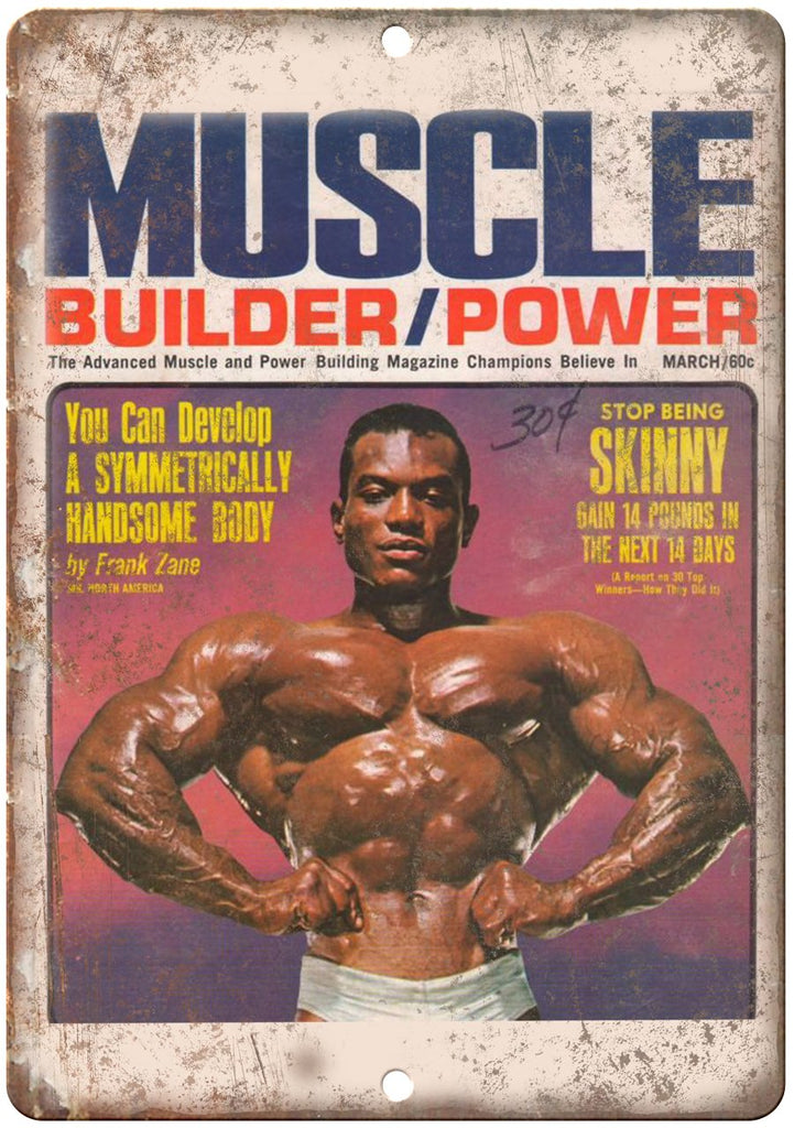 Muscle Builder Power Frank Zane Bodybuilding Metal Sign