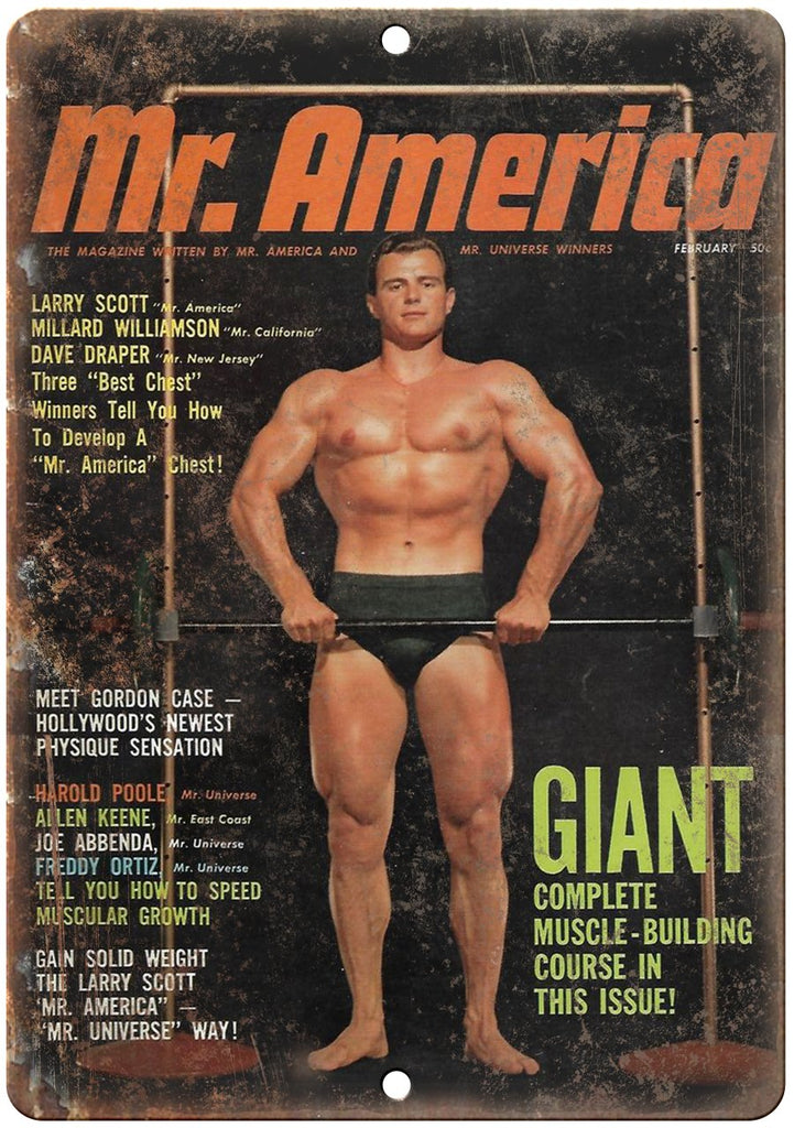 Mr America Magazine Larry Scott Bodybuilding Metal Sign