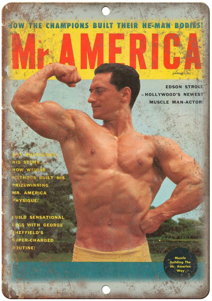 Mr. America Magazine Vintage Bodybuilding Metal Sign