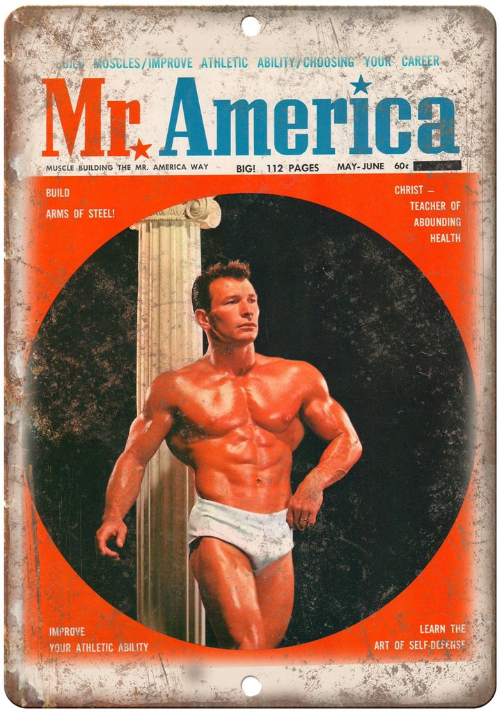 Mr. America Magazine Muscle Bodybuilding Metal Sign