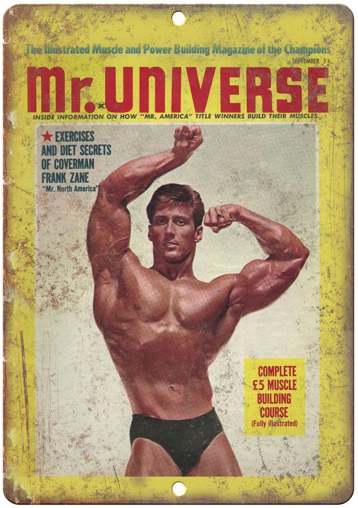 Mr. Universe Power Building Magazine Metal Sign