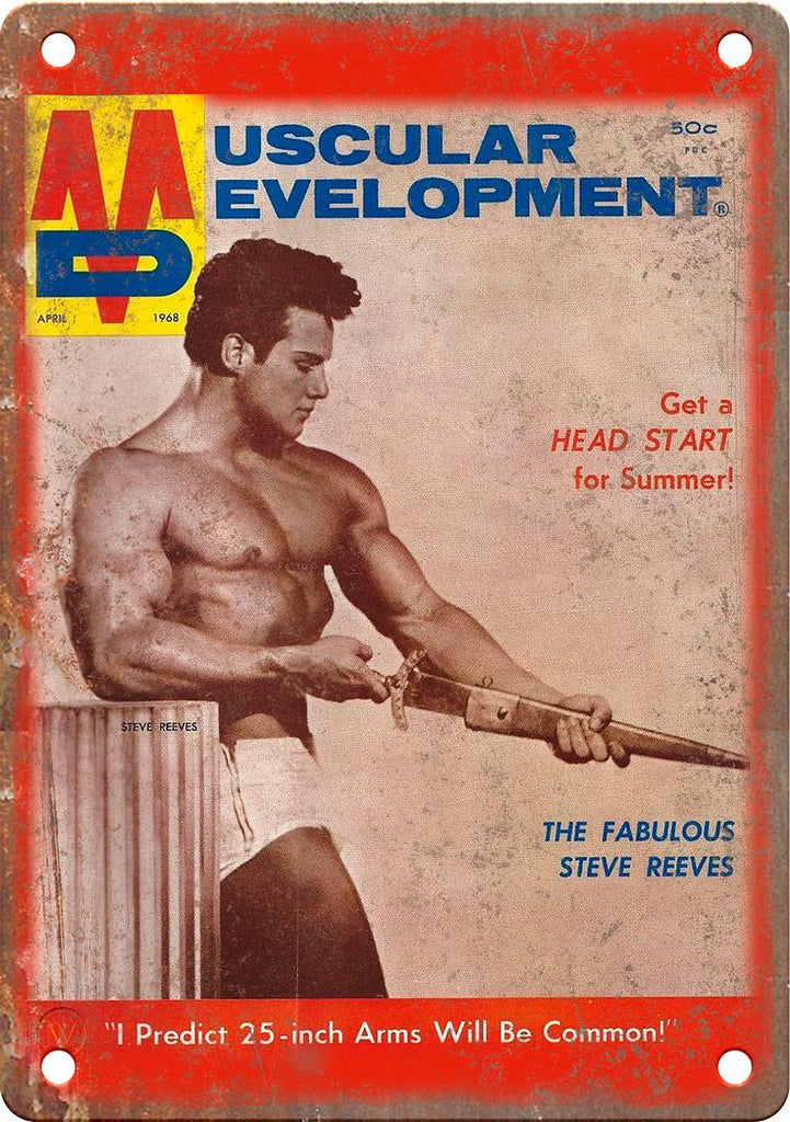Muscular Development Steve Reeves Metal Sign
