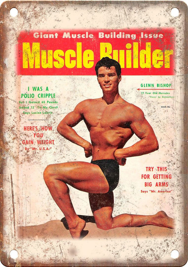 Muscle Builder Bodybuilding Magazine Metal Sign
