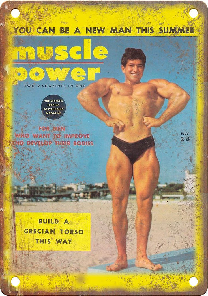 Muscle Power Grecian Torso Bodybuilding Mag Metal Sign