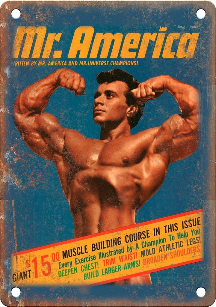 Mr. America Vintage Bodybuilding Magazine Metal Sign