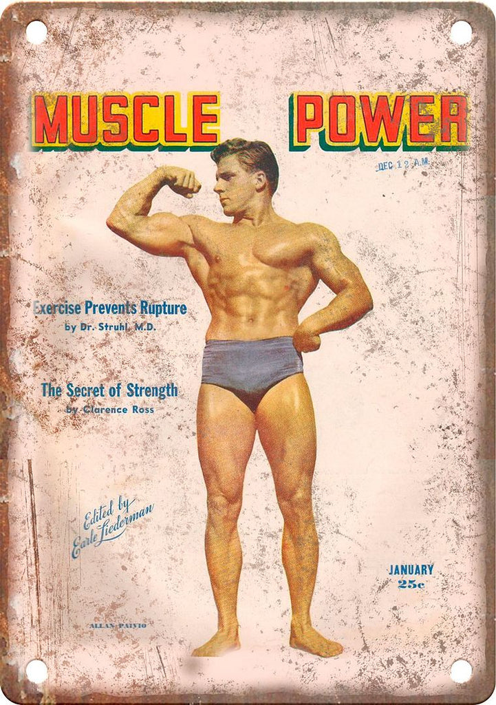 Muscle Power Bodybuilding Magazine Metal Sign