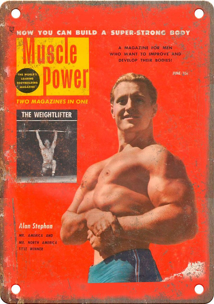 Muscle Power Bodybuilding Magazine Metal Sign