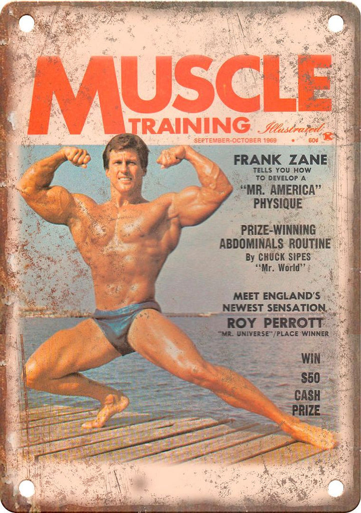 Muscle Training Bodybuilding Magazine Metal Sign