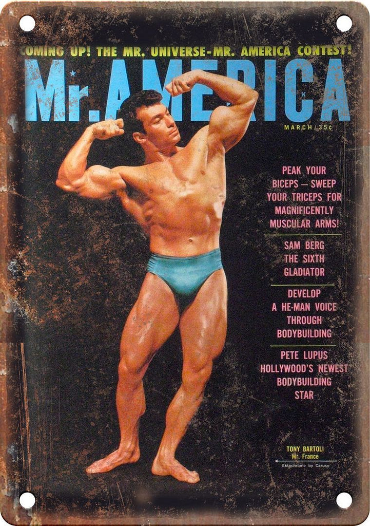 Mr. America Pete Lupus Bodybuilding Metal Sign