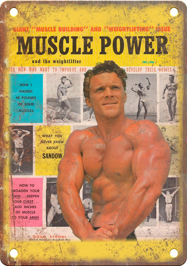 Muscle Power Weightlifting Magazine Metal Sign