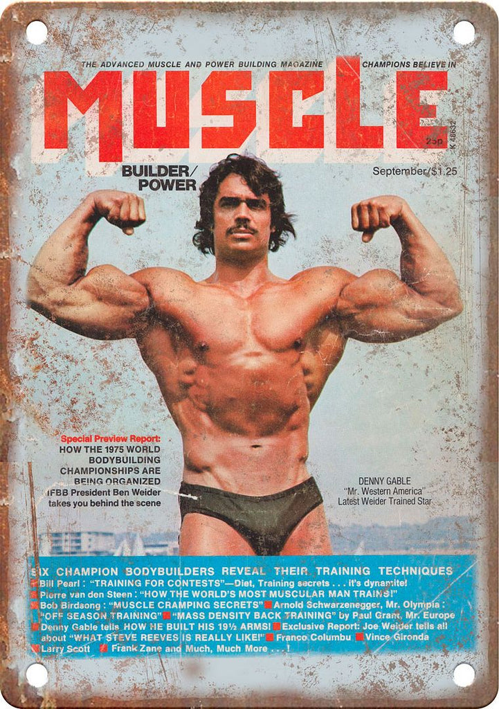 Muscle Builder Power Magazine Metal Sign