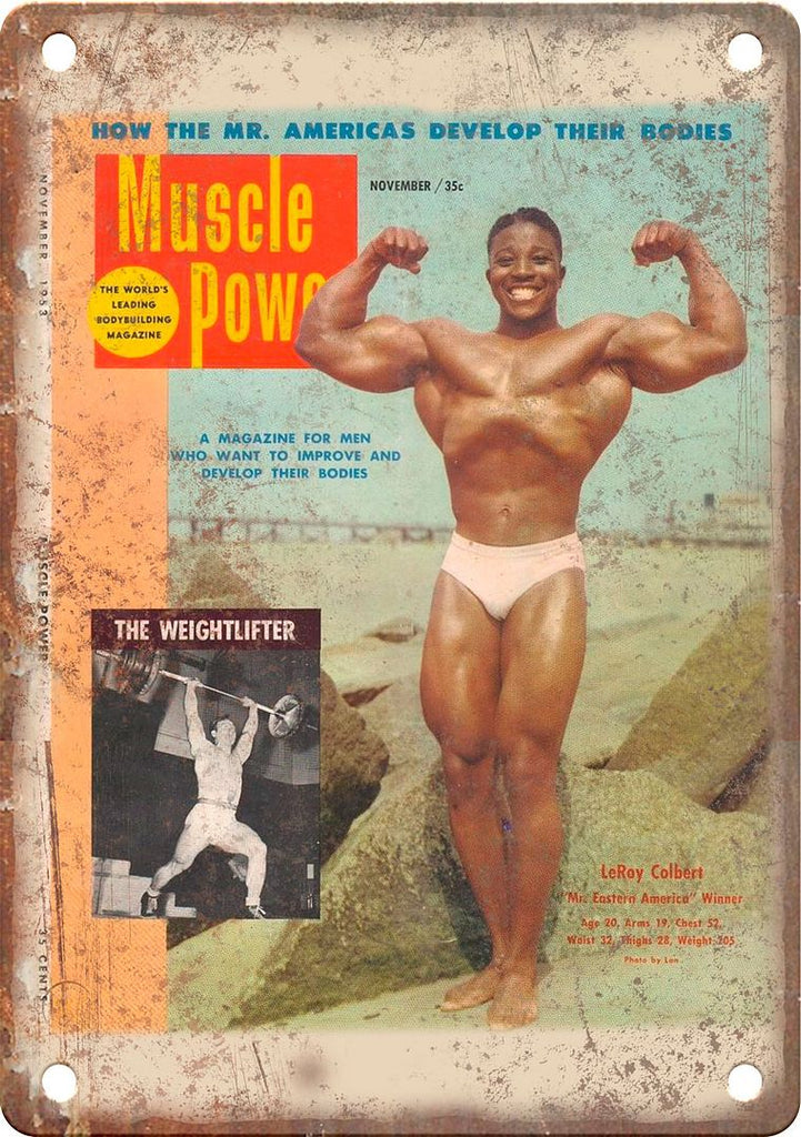 Muscle Power Leroy Colbert Bodybuilding Metal Sign