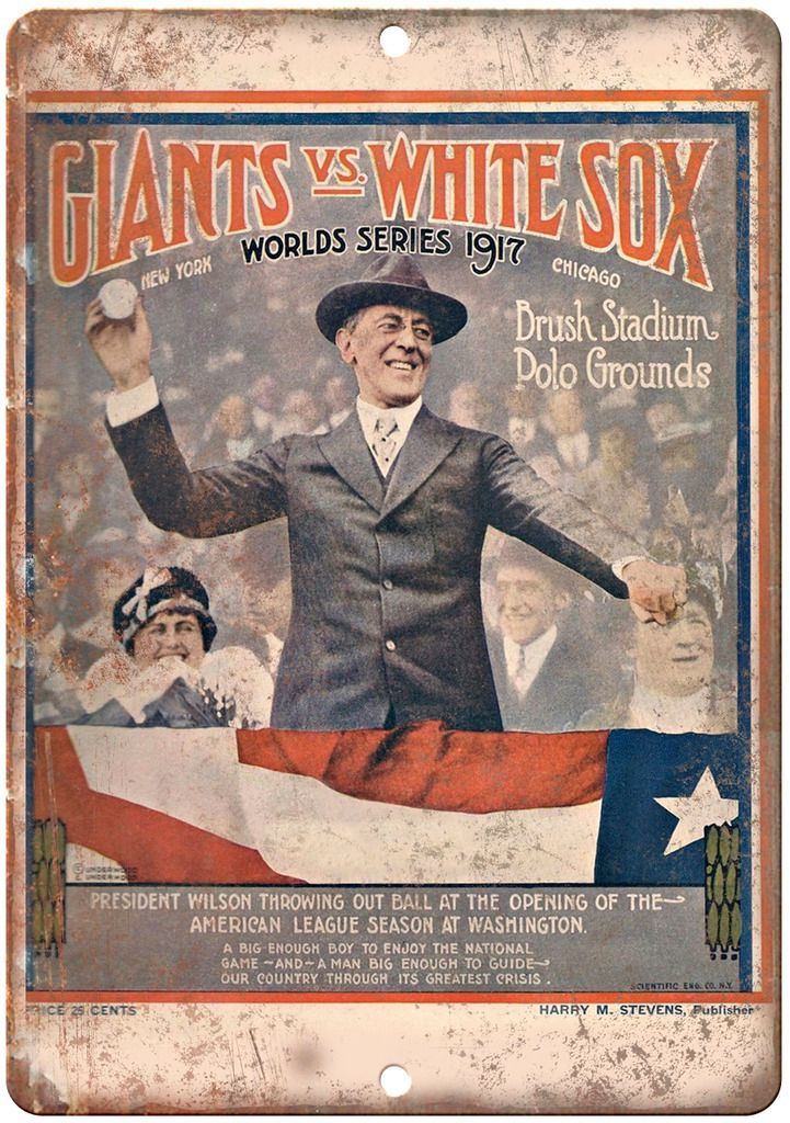 Brush Stadium 1917 Giants vs. White Sox Metal Sign