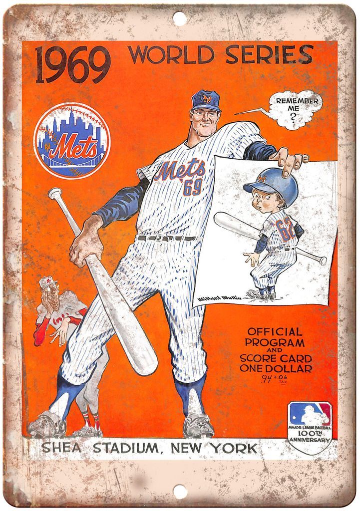 Shea Stadium Mets 1969 World Series Program Metal Sign