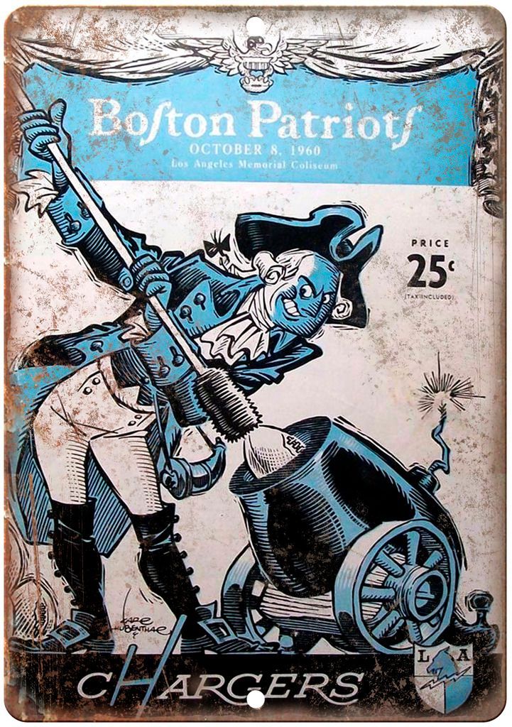 New England Boston Patriots Vs Chargers Metal Sign