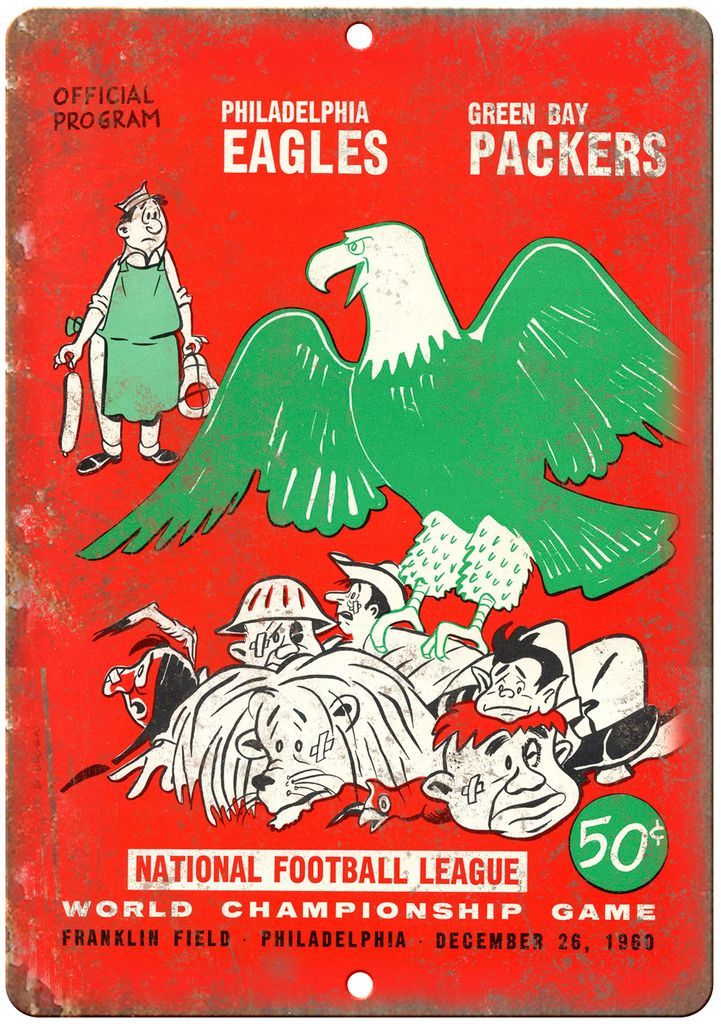 Philadelphia Eagles vs Green Bay Packers 1960  Metal Sign