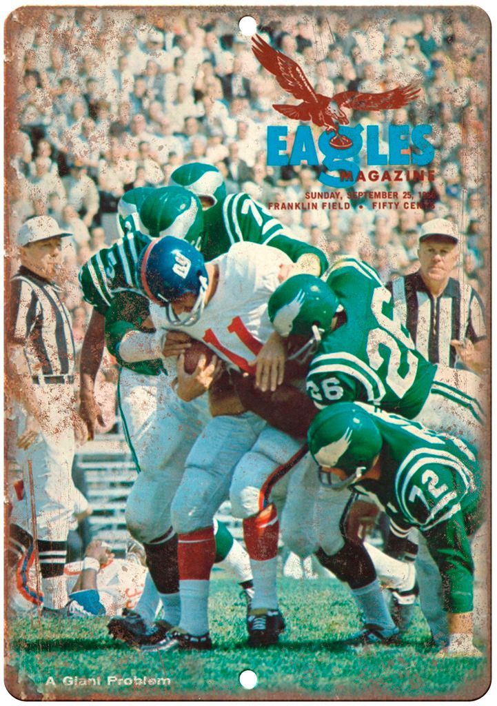 Vintage Philadelphia Eagles Magazine Cover Metal Sign Rusty
