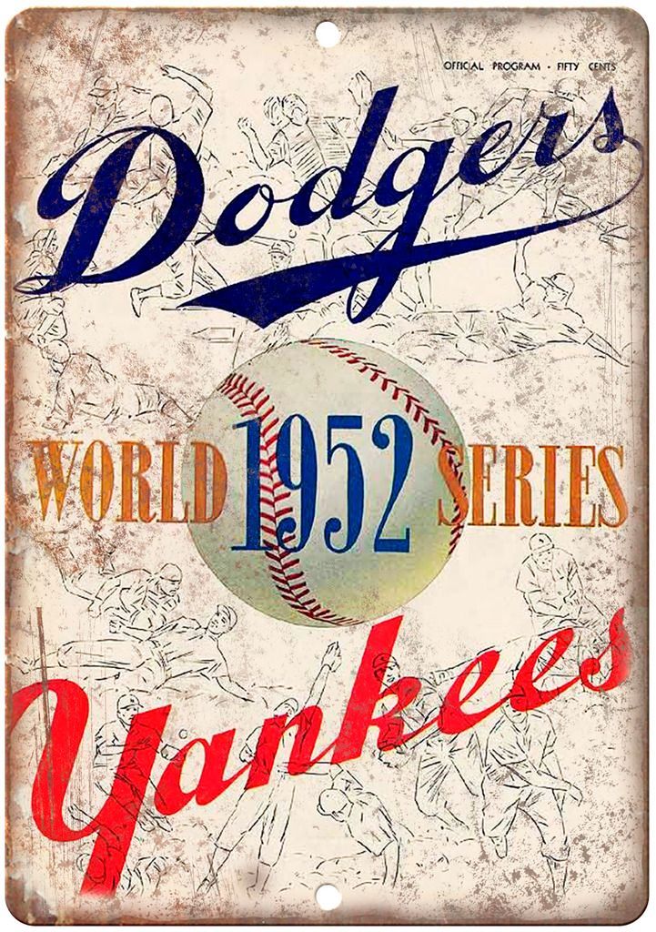 Dodgers vs Yankees 1952 World Series Program Metal Sign