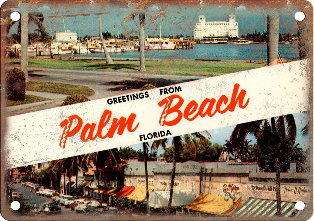 Palm Beach Florida Greetings From Metal Sign