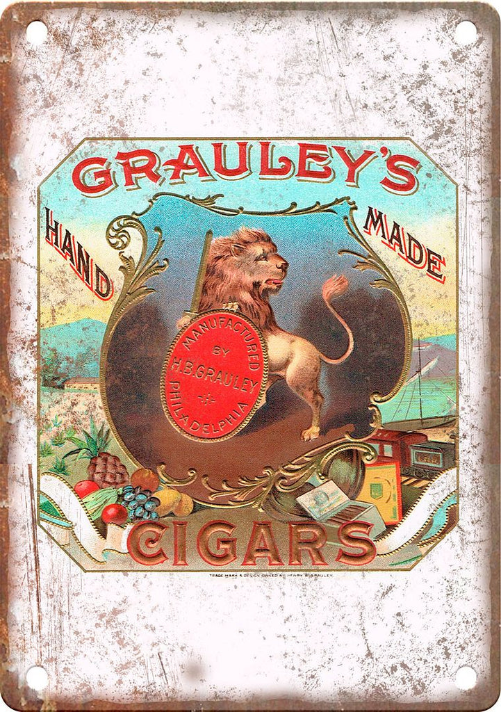 Grauley's Cigar Box Label Metal Sign