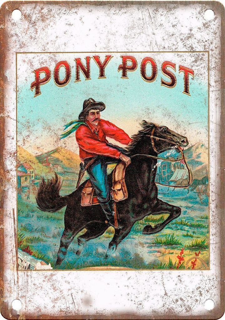 Pony Post Cigar Box Label Metal Sign