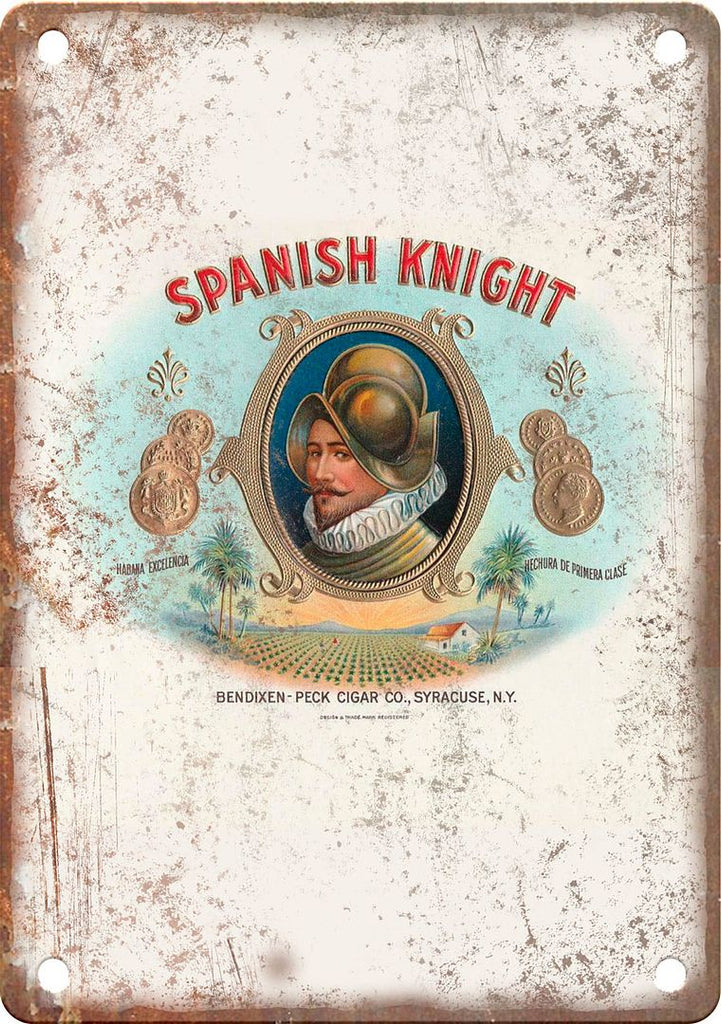 Spanish Knight Cigar Box Label Metal Sign